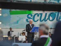 The President of the Italian Republic Sergio Mattarella speaks, on the occasion of the reopening of schools and the start of the new school...