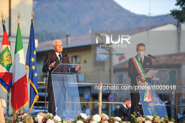 The President of the Italian Republic Sergio Mattarella speaks, on the occasion of the reopening of schools and the start of the new school...