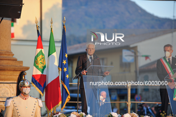 The President of the Italian Republic Sergio Mattarella speaks, on the occasion of the reopening of schools and the start of the new school...