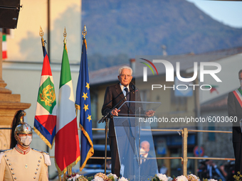 The President of the Italian Republic Sergio Mattarella speaks, on the occasion of the reopening of schools and the start of the new school...