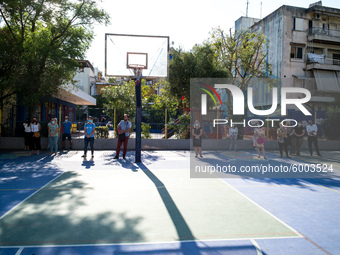 First day of school amid the COVID-19 regulations in Nea Ionia, Athens, Greece, on September 14, 2020.  (