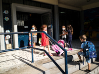 First day of school amid the COVID-19 regulations in Nea Ionia, Athens, Greece, on September 14, 2020.  (