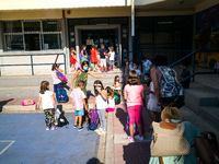 First day of school amid the COVID-19 regulations in Nea Ionia, Athens, Greece, on September 14, 2020.  (