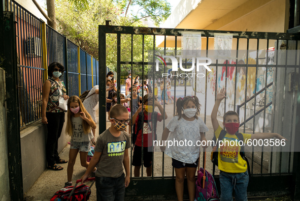 First day of school amid the COVID-19 regulations in Nea Ionia, Athens, Greece, on September 14, 2020.  