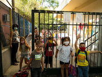 First day of school amid the COVID-19 regulations in Nea Ionia, Athens, Greece, on September 14, 2020.  (