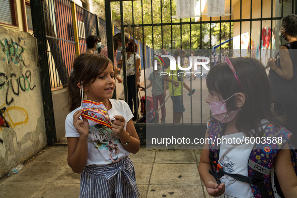 First day of school amid the COVID-19 regulations in Nea Ionia, Athens, Greece, on September 14, 2020.  