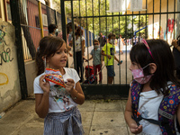 First day of school amid the COVID-19 regulations in Nea Ionia, Athens, Greece, on September 14, 2020.  (