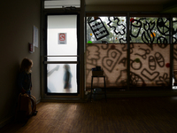 Students return for their first day of in-class schooling following the pandemic at New York City's Preschool of the Arts, having their temp...