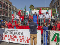 The secretary of the Cgil Maurizio Landini speaks during the demonstration of Trade Unions CGIL, CISL And UIL In Naples, Italy, on September...