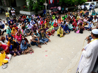 Garments workers of Dragon Group stage a demonstration in front of Department of Labor building demanding their due payment in Dhaka, Bangla...