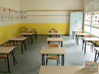 A school ready to reopen in L'Aquila, Italy, on September 21, 2020. Schools reopens in Abruzzo and other italian regions on September 24 aft...