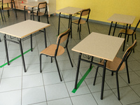 A school ready to reopen in L'Aquila, Italy, on September 21, 2020. Schools reopens in Abruzzo and other italian regions on September 24 aft...