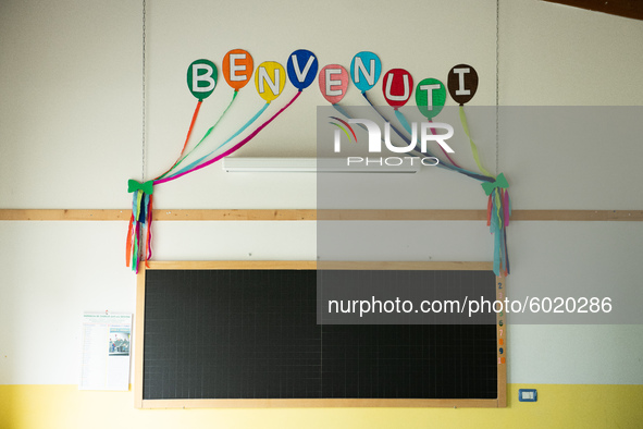 A school ready to reopen in L'Aquila, Italy, on September 21, 2020. Schools reopens in Abruzzo and other italian regions on September 24 aft...