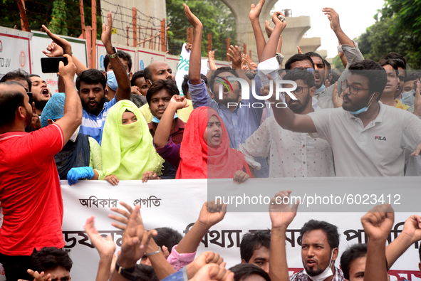 Activists of Bangladesh Sadharan Chhatra Odhikar Sangrakkhan Parishad staged a demonstration protesting ''false cases, detention and police...