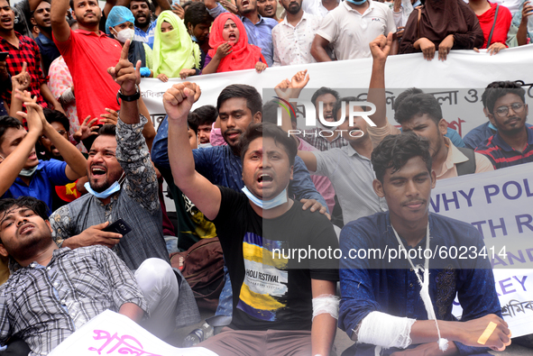 Activists of Bangladesh Sadharan Chhatra Odhikar Sangrakkhan Parishad staged a demonstration protesting ''false cases, detention and police...