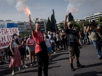 Students protest in Athens, Greece on September 24, 2020. They ask from the government to give money for education, to reduce the number of...