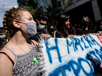 Students protest in Athens, Greece on September 24, 2020. They ask from the government to give money for education, to reduce the number of...