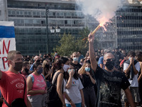 Students protest in Athens, Greece on September 24, 2020. They ask from the government to give money for education, to reduce the number of...