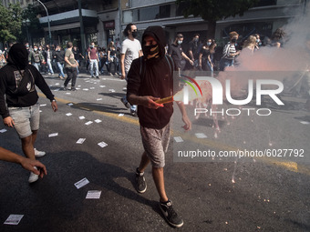 Students protest in Athens, Greece on September 24, 2020. They ask from the government to give money for education, to reduce the number of...