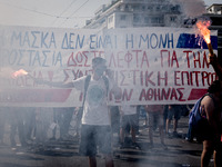 Students protest in Athens, Greece on September 24, 2020. They ask from the government to give money for education, to reduce the number of...