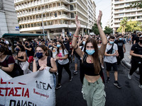 Students protest in Athens, Greece on September 24, 2020. They ask from the government to give money for education, to reduce the number of...