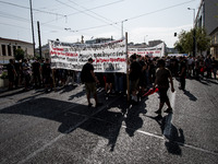 Students protest in Athens, Greece on September 24, 2020. They ask from the government to give money for education, to reduce the number of...