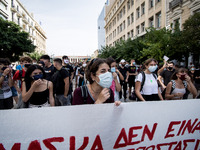 Students protest in Athens, Greece on September 24, 2020. They ask from the government to give money for education, to reduce the number of...