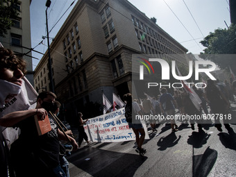 Students protest in Athens, Greece on September 24, 2020. They ask from the government to give money for education, to reduce the number of...