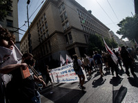 Students protest in Athens, Greece on September 24, 2020. They ask from the government to give money for education, to reduce the number of...