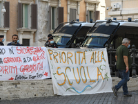 Students and trade unions of the capital took to Piazza Montecitorio in Rome, Italy, on September 25, 2020 to contest the reopening of schoo...