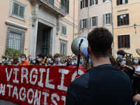 Students and trade unions of the capital took to Piazza Montecitorio in Rome, Italy, on September 25, 2020 to contest the reopening of schoo...