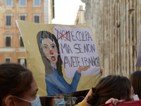 Students and trade unions of the capital took to Piazza Montecitorio in Rome, Italy, on September 25, 2020 to contest the reopening of schoo...