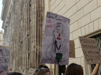 Students and trade unions of the capital took to Piazza Montecitorio in Rome, Italy, on September 25, 2020 to contest the reopening of schoo...