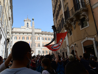 Students and trade unions of the capital took to Piazza Montecitorio in Rome, Italy, on September 25, 2020 to contest the reopening of schoo...