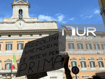 Students and trade unions of the capital took to Piazza Montecitorio in Rome, Italy, on September 25, 2020 to contest the reopening of schoo...