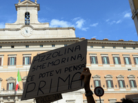 Students and trade unions of the capital took to Piazza Montecitorio in Rome, Italy, on September 25, 2020 to contest the reopening of schoo...