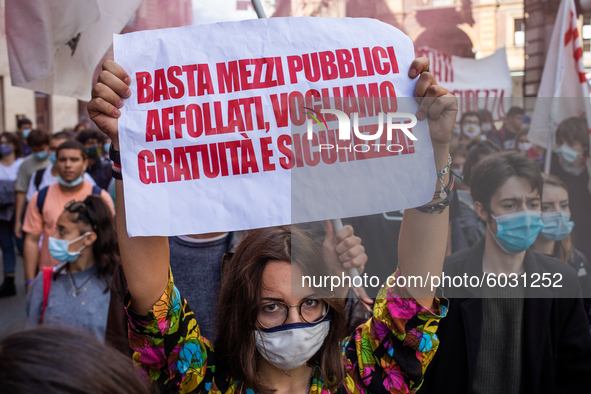 Students strike against the way the Italian government managed, with delays and failures, the restart of the school year 2020/2021, followin...