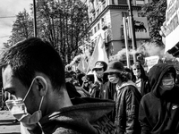 (EDITOR'S NOTE: Image was converted to black and white) Students strike against the way the Italian government managed, with delays and fail...