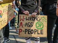 Young protesters with pro-climate banners are seen in Gdansk, Poland, on 25 September 2020  Several hundreds Children and young people weari...