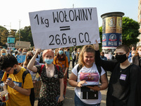 Young protesters with pro-climate banners are seen in Gdansk, Poland, on 25 September 2020  Several hundreds Children and young people weari...