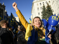 Veterans, activists and supporters of Ukraine's nationalist movements take part in a procession to mark the Defender of Ukraine Day and the...