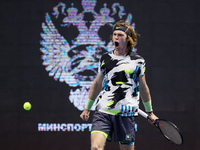Andrey Rublev of Russia celebrates during his ATP St. Petersburg Open 2020 international tennis tournament match against Ugo Humbert of Fran...