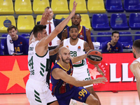 Nick Calathes and Dinos Mitoglou during the match between FC Barcelona and Panathinaikos BC, corresponding to the week 4 of the Euroleague,...