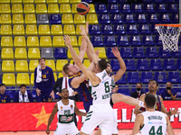 Rolands Smits and Georgios Papagiannis during the match between FC Barcelona and Panathinaikos BC, corresponding to the week 4 of the Eurole...