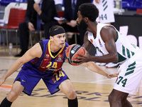 Howard Sant-Roos and Kyle Kuric during the match between FC Barcelona and Panathinaikos BC, corresponding to the week 4 of the Euroleague, p...