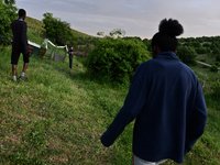 Gordon"s are having a walk through his house's yardon in the village of Kostur, Bulgaria on May 12, 2015 (