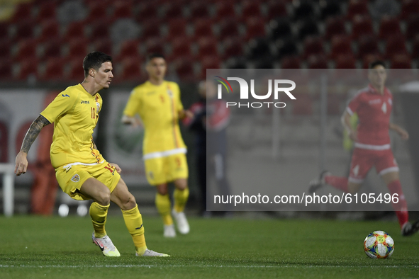 Dennis Man in action during the soccer match between Romania U21 and Malta U21 of the Qualifying Round for the European Under-21 Championshi...
