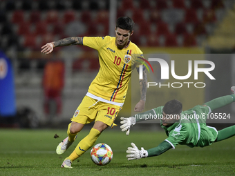 Dennis Man of Romania in action during the soccer match between Romania U21 and Malta U21 of the Qualifying Round for the European Under-21...