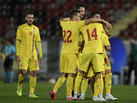 Darius Olaru, Radu Dragusin, Alexandru Matan, Marius Marin and Andrei Ciobanu of Romania U21 celebrate during  the soccer match between Roma...