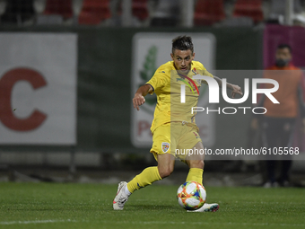 Alexandru Matan of Romania U21 in action during the soccer match between Romania U21 and Malta U21 of the Qualifying Round for the European...